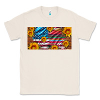 Natural usa flag and serape with leopard and sunflowers license plate Classic Tee - Artiststas