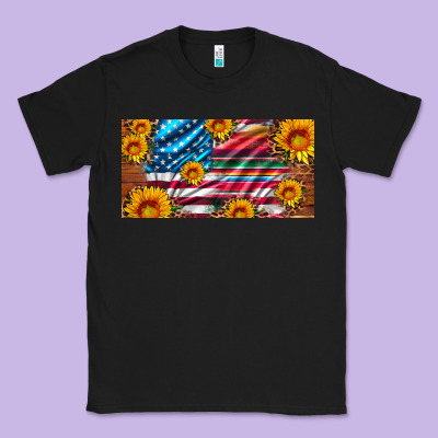Usa Flag And Serape With Leopard And Sunflowers License Plate Classic Tee Designed By Artiststas
