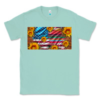 Seafoam usa flag and serape with leopard and sunflowers license plate Classic Tee - Artiststas