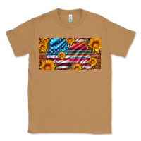 Toasted Coconut usa flag and serape with leopard and sunflowers license plate Classic Tee - Artiststas