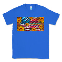 True Royal usa flag and serape with leopard and sunflowers license plate Classic Tee - Artiststas