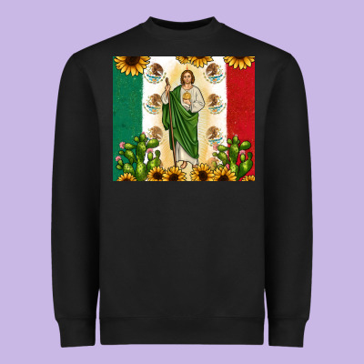 San Judas With Mexican Flag Heavyweight Sweatshirt Designed By Jahusdesignshop