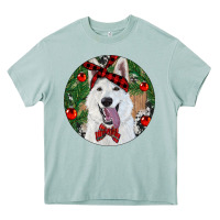 Arona Christmas White Shepherd With Cowhide Heavy Core Tee - RanaPortraitStore