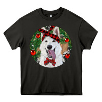 Asphalt Christmas White Shepherd With Cowhide Heavy Core Tee - RanaPortraitStore