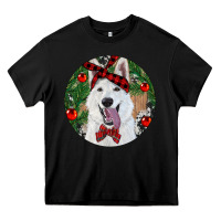 Black Christmas White Shepherd With Cowhide Heavy Core Tee - RanaPortraitStore