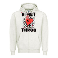 Oatmeal Heather heart throb Zipper Hoodie - MaliasSmallBusiness