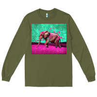Army Green colorful elephant Long Sleeve Tee - LillyAllenDesigns