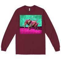 Burgundy colorful elephant Long Sleeve Tee - LillyAllenDesigns