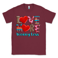 Burgundy love more worry less Classic Tee - AdoDesignShop