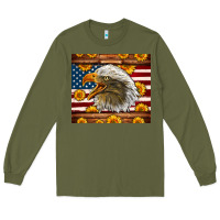 Army Green American Flag Eagle Long Sleeve Tee - LillyAllenDesigns