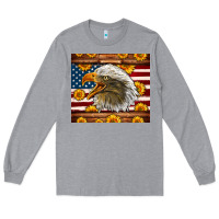 Heather Grey American Flag Eagle Long Sleeve Tee - LillyAllenDesigns
