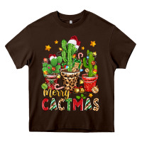 Chocolate Brown christmas cactus merry cactmas Heavy Core Tee - Zillion Design Studio