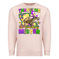Pale Pink throw me something mister louisiana mardi gras Premium Sweatshirt - LillyAllenDesigns