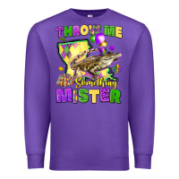 Purple throw me something mister louisiana mardi gras Premium Sweatshirt - LillyAllenDesigns