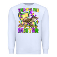 White throw me something mister louisiana mardi gras Premium Sweatshirt - LillyAllenDesigns