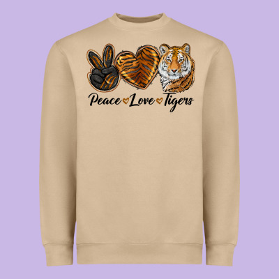 Peace Love Tigers Head Heavyweight Sweatshirt Designed By Jahusdesignshop