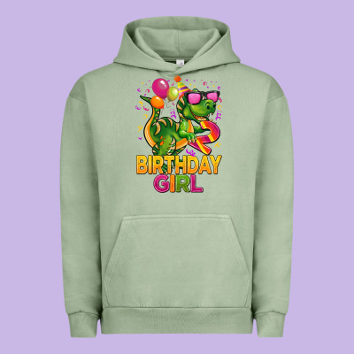 2rd Birthday Girl T Rex Pink Urban Hoodie Designed By Cowgirlartshop