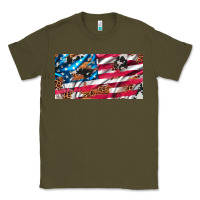 Army Green usa flag and leopard with wood license plate Classic Tee - Artiststas