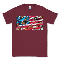 Burgundy usa flag and leopard with wood license plate Classic Tee - Artiststas