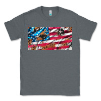 Charcoal Heather usa flag and leopard with wood license plate Classic Tee - Artiststas