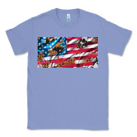 Colony Blue usa flag and leopard with wood license plate Classic Tee - Artiststas