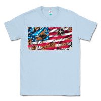 Dusty Blue usa flag and leopard with wood license plate Classic Tee - Artiststas