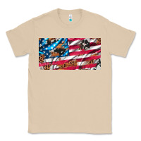 Mushroom usa flag and leopard with wood license plate Classic Tee - Artiststas