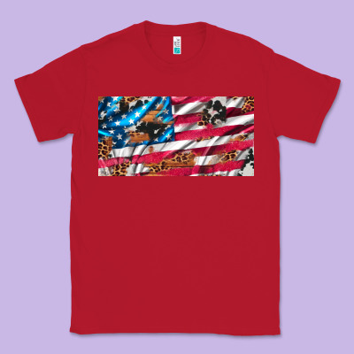 Usa Flag And Leopard With Wood License Plate Classic Tee Designed By Artiststas