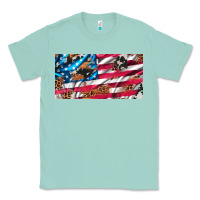 Seafoam usa flag and leopard with wood license plate Classic Tee - Artiststas