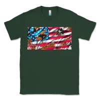 Sports Green usa flag and leopard with wood license plate Classic Tee - Artiststas