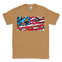 Toasted Coconut usa flag and leopard with wood license plate Classic Tee - Artiststas