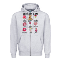 Heather Grey god says i am valentine's day Zipper Hoodie - MaliasSmallBusiness