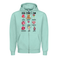 Seafoam god says i am valentine's day Zipper Hoodie - MaliasSmallBusiness