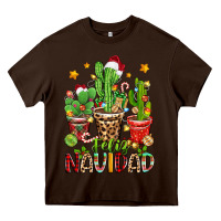 Chocolate Brown christmas cactus feliz navidad Heavy Core Tee - Zillion Design Studio