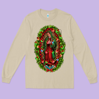 Our Lady Of Guadalupe Christmas Long Sleeve Tee Designed By Jasminsmagicworld
