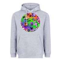 Heather Grey halloween round earrings 4 Heavyweight Hoodie - BundleAndBundleShop