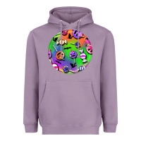 Lavender halloween round earrings 4 Heavyweight Hoodie - BundleAndBundleShop