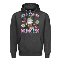 Charcoal Heather iced coffee princess Zipper Hoodie - MaliasSmallBusiness