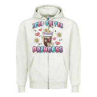 Oatmeal Heather iced coffee princess Zipper Hoodie - MaliasSmallBusiness
