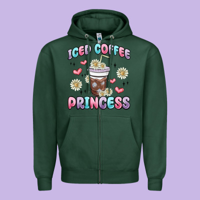 Iced Coffee Princess Zipper Hoodie Designed By Maliassmallbusiness