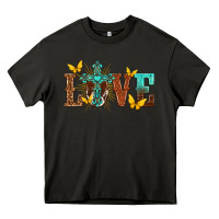 Asphalt love with cross Heavy Core Tee - texasbilliewilder