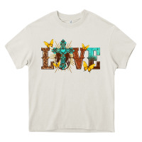 Cream love with cross Heavy Core Tee - texasbilliewilder