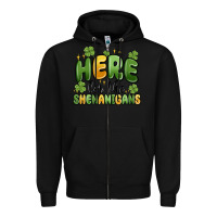 Black here for the shenanigans Zipper Hoodie - MaliasSmallBusiness