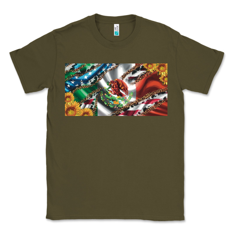 Usa Flag And Mexico Flag With Sunflower And Cowhide  License Plate Classic Tee by Artiststas | Teevron