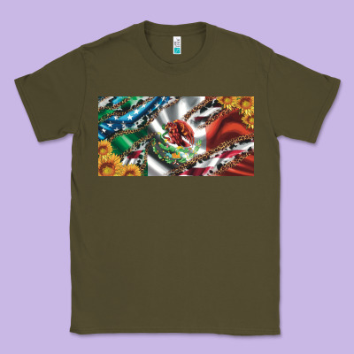 Usa Flag And Mexico Flag With Sunflower And Cowhide  License Plate Classic Tee Designed By Artiststas