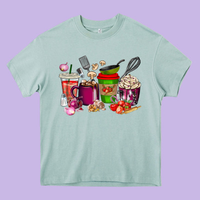 Lunch Lady Coffee Cups Heavy Core Tee Designed By Texasbilliewilder