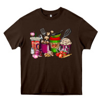 Chocolate Brown lunch lady coffee cups Heavy Core Tee - texasbilliewilder