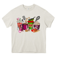Cream lunch lady coffee cups Heavy Core Tee - texasbilliewilder