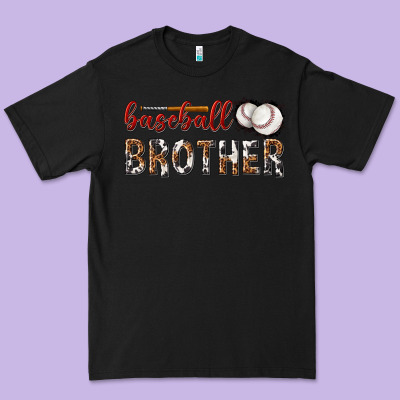 Premium Tee baseball brother with leopard