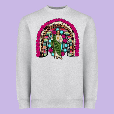 San Judas Rainbow Heavyweight Sweatshirt Designed By Jahusdesignshop